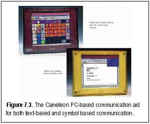 Figure 7.3. The Cameleon PC-based communication aid for both text-based and symbol based communication.