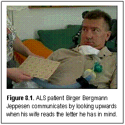 Figure 8.1. ALS patient Birger Bergmann Jeppesen communicates by looking upwards when his wife reads the letter he has in mind.