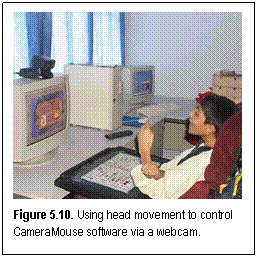 Figure 5.10. Using head movement to control CameraMouse software via a webcam.