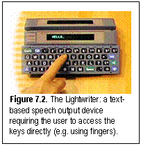Figure 7.2. The Lightwriter: a text-based speech output device requiring the user to access the keys directly (e.g. using fingers).
