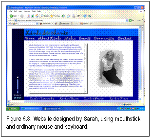 Figure 6.8. Website designed by Sarah, using mouthstick and ordinary mouse and keyboard.